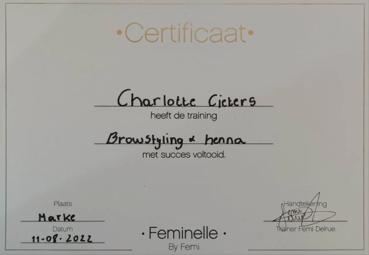 Certificaat Henna brows – Feminelle